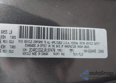 2018 Chrysler Pacifica Touring L Plus from USA, damaged, VIN 2C4RC1EG2JR197478